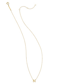 Diamond Accent Letter N 14k Yellow Gold Pendant Necklace in White Diamond