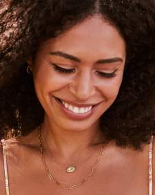 Framed Elisa Opal 18k Gold Vermeil Pendant Necklace in Citrus Kyocera Opal