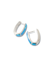 Ellen Opal Sterling Silver Huggie Earrings in Ocean Kyocera Opal