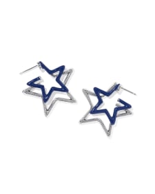 Cassidy Silver Enamel Double Star Hoop Earrings