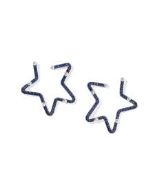 1.17 ct Lab Grown Blue Sapphire Star Hoop Earrings
