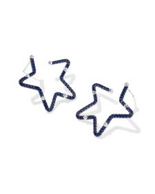 1.17 ct Lab Grown Blue Sapphire Star Hoop Earrings