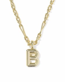 Bubble Letter B Gold Short Pendant Necklace