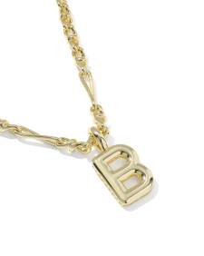 Bubble Letter B Gold Short Pendant Necklace