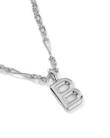 Bubble Letter B Silver Short Pendant Necklace