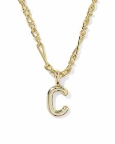 Bubble Letter C Gold Short Pendant Necklace