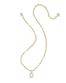 Bubble Letter D Gold Short Pendant Necklace