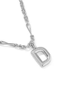 Bubble Letter D Silver Short Pendant Necklace