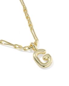 Bubble Letter G Gold Short Pendant Necklace