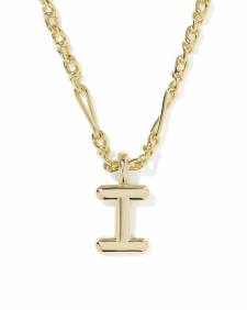 Bubble Letter I Gold Short Pendant Necklace
