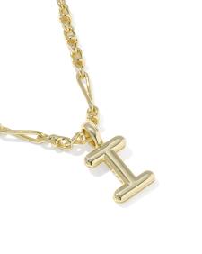 Bubble Letter I Gold Short Pendant Necklace