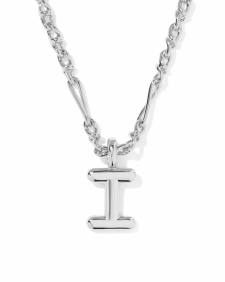 Bubble Letter I Silver Short Pendant Necklace
