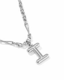 Bubble Letter I Silver Short Pendant Necklace