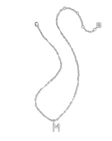 Bubble Letter M Silver Short Pendant Necklace