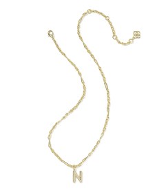 Bubble Letter N Gold Short Pendant Necklace