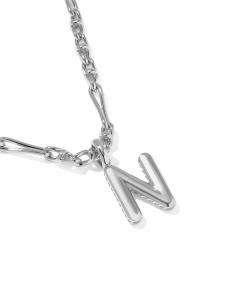 Bubble Letter N Silver Short Pendant Necklace