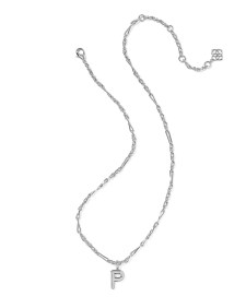 Bubble Letter P Silver Short Pendant Necklace