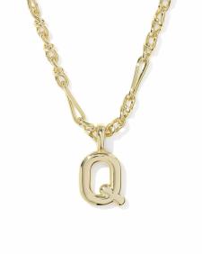 Bubble Letter Q Gold Short Pendant Necklace