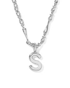 Bubble Letter S Silver Short Pendant Necklace