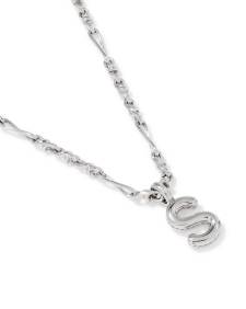 Bubble Letter S Silver Short Pendant Necklace