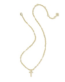 Bubble Letter T Gold Short Pendant Necklace
