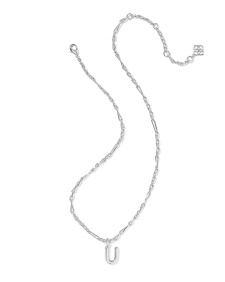 Bubble Letter U Silver Short Pendant Necklace