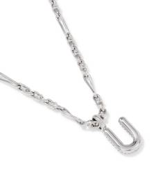 Bubble Letter U Silver Short Pendant Necklace
