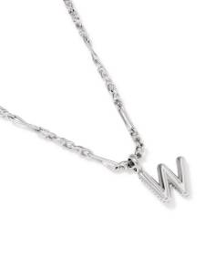 Bubble Letter W Silver Short Pendant Necklace