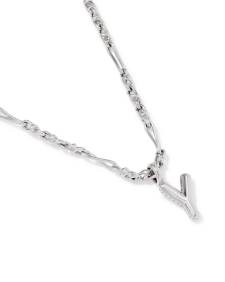Bubble Letter Y Silver Short Pendant Necklace