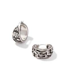 Raina Vintage Silver Hoop Earrings