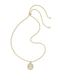 Tiger Striped Daphne Gold Small Long Pendant Necklace