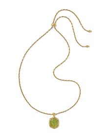 Tiger Striped Daphne Vintage Gold Small Long Pendant Necklace