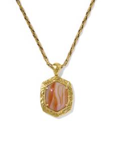 Tiger Striped Daphne Vintage Gold Small Long Pendant Necklace
