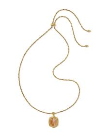 Tiger Striped Daphne Vintage Gold Small Long Pendant Necklace
