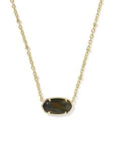 Tiger Striped Elisa Gold Short Pendant Necklace