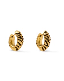 Tiger Striped Mikki Vintage Gold Huggie Earrings