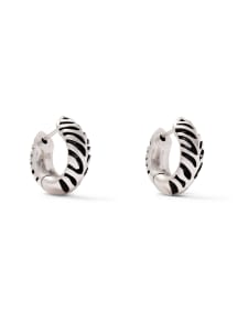Tiger Striped Mikki Vintage Silver Huggie Earrings