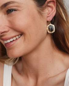 Tiger Striped Daphne Gold Drop Earrings