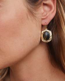 Tiger Striped Daphne Gold Drop Earrings