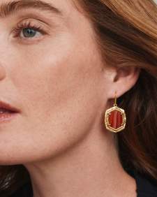 Tiger Striped Daphne Vintage Gold Drop Earrings