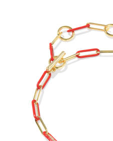 Courtney Gold Enamel Link and Chain Bracelet