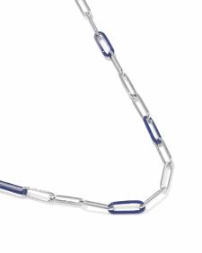 Courtney Silver Enamel Link and Chain Necklace