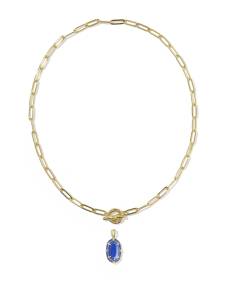 Elisa Gold Enamel Link and Chain Necklace