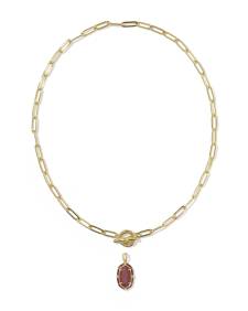 Elisa Gold Enamel Link and Chain Necklace