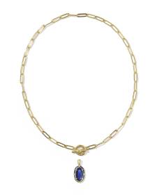 Elisa Gold Enamel Link and Chain Necklace