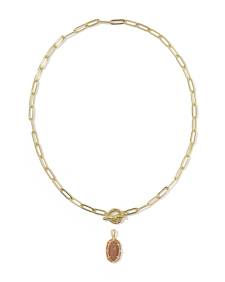 Elisa Gold Enamel Link and Chain Necklace