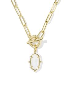 Elisa Gold Enamel Link and Chain Necklace