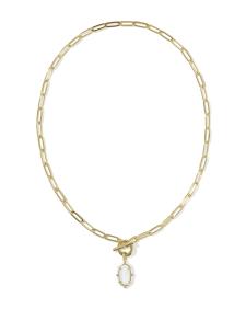 Elisa Gold Enamel Link and Chain Necklace