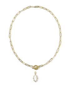 Elisa Gold Enamel Link and Chain Necklace