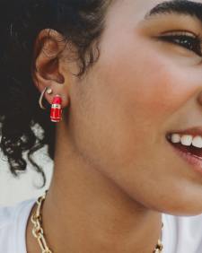 Courtney Gold Enamel Huggie Earrings
